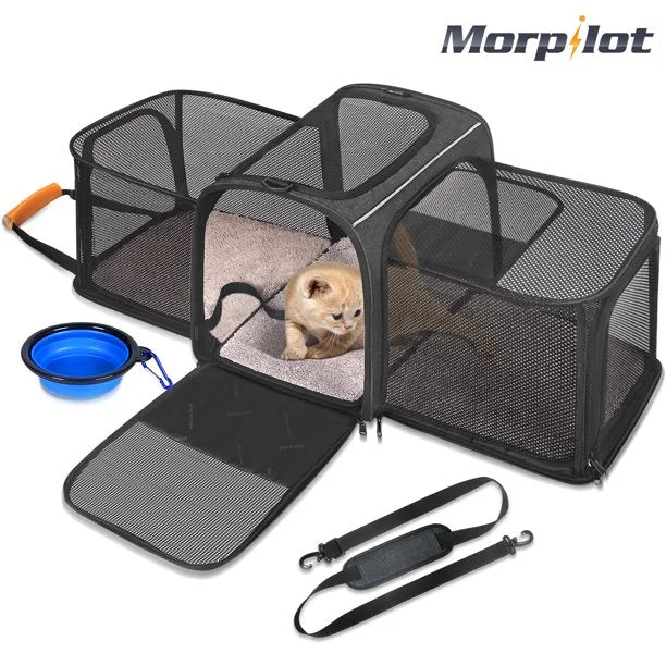Artisan Expandable Pet Carrier Morpilot Airline Pet Carrier 2 Sides Expandable Soft Cat Carrier with Fleece Pad for two lower than 15lb Cats Dogs Puppy and Small Animals Prestigious