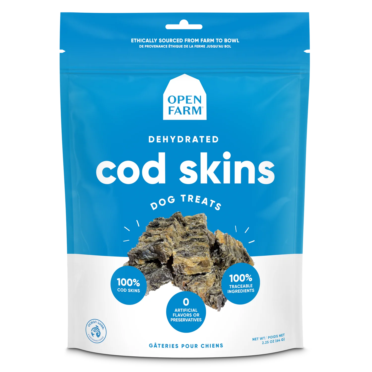 Recyclable Open Farm Dehydrated Cod Skins Treats Open Farm Dehydrated Cod Skins Treats Original