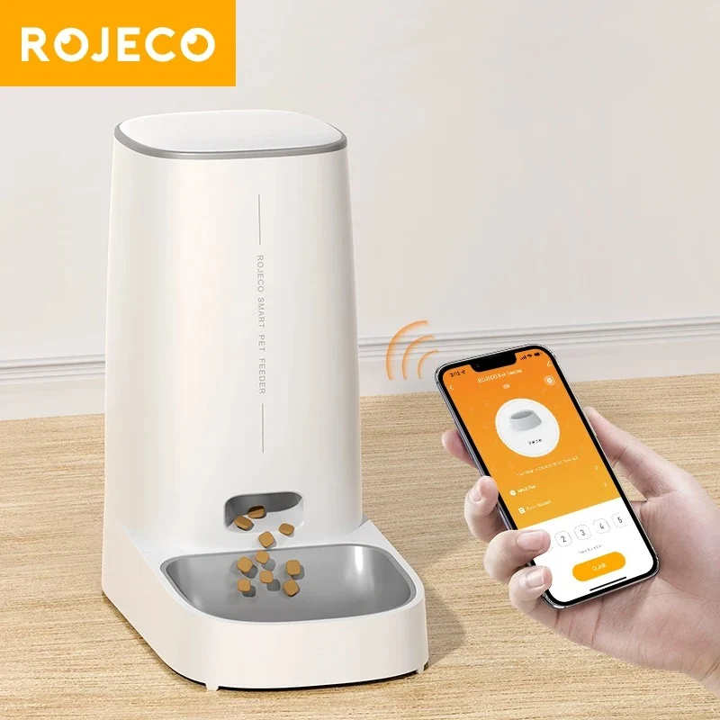 Original ROJECO Automatic Cat Feeder Pet Smart WiFi Cat Food Kibble Dispenser R Healthy