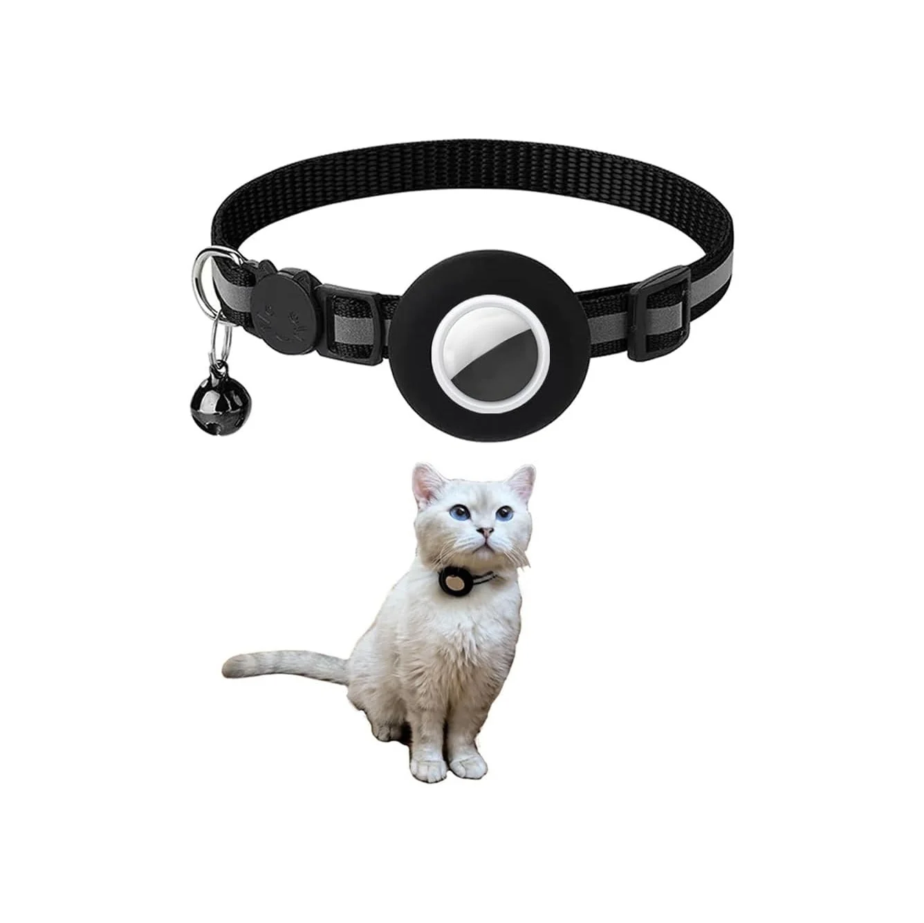 Versatile Breakaway AirTag Cat Collar with Reflective Strip Compatible with Air Stylish