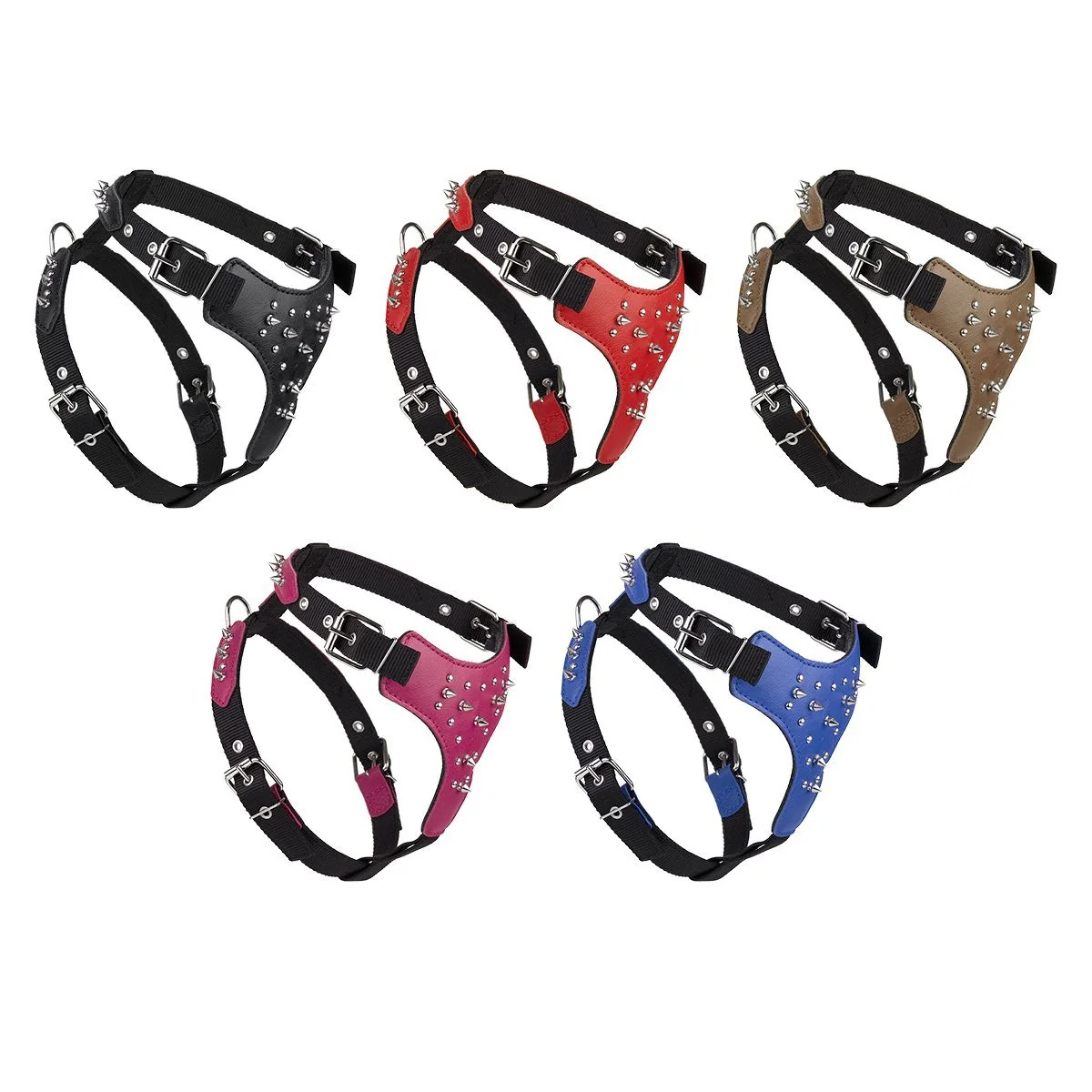 Verified Leather Nylon Spiked Dog Harness Smart