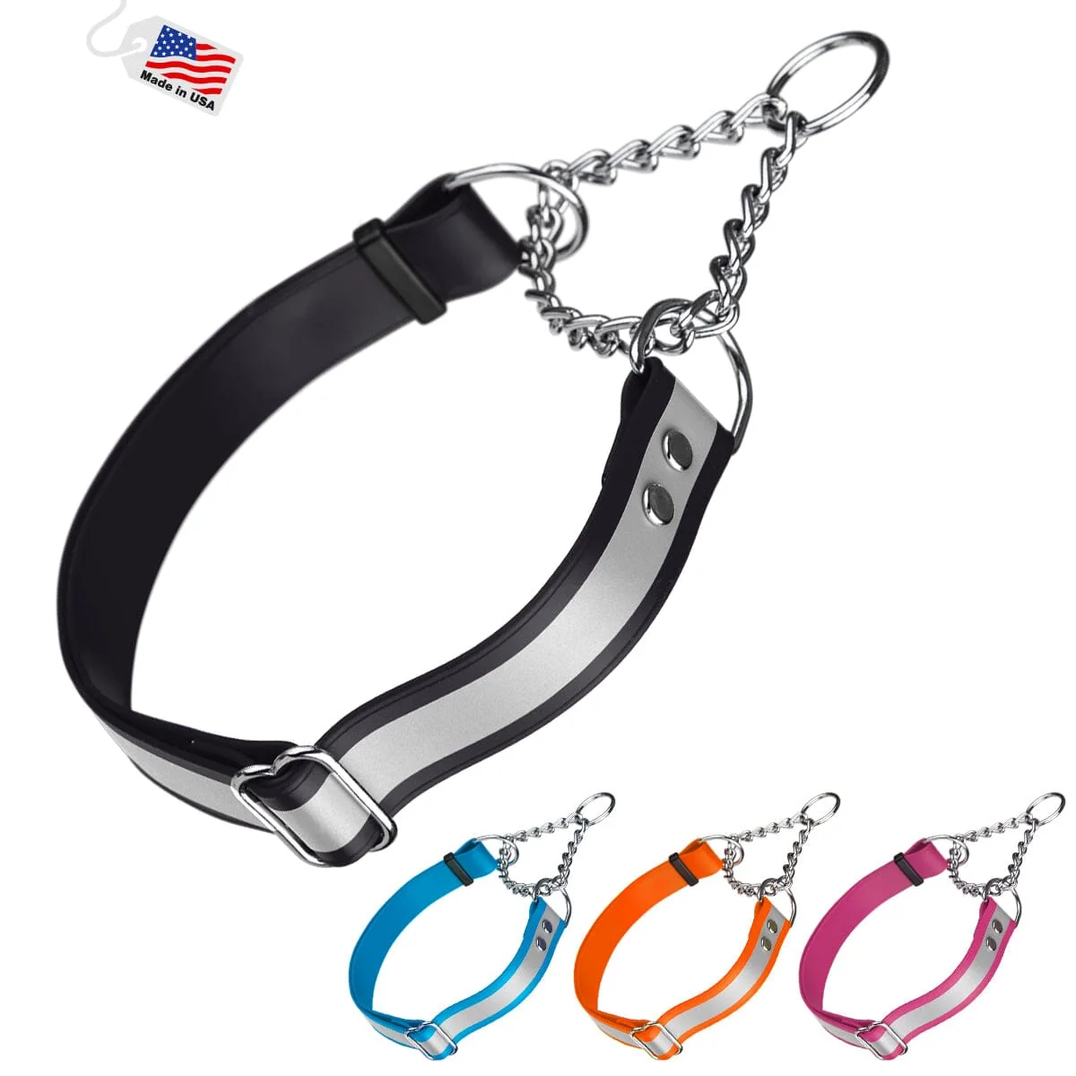 Trendy Reflective Biothane Martingale Collar for Dogs Flexible
