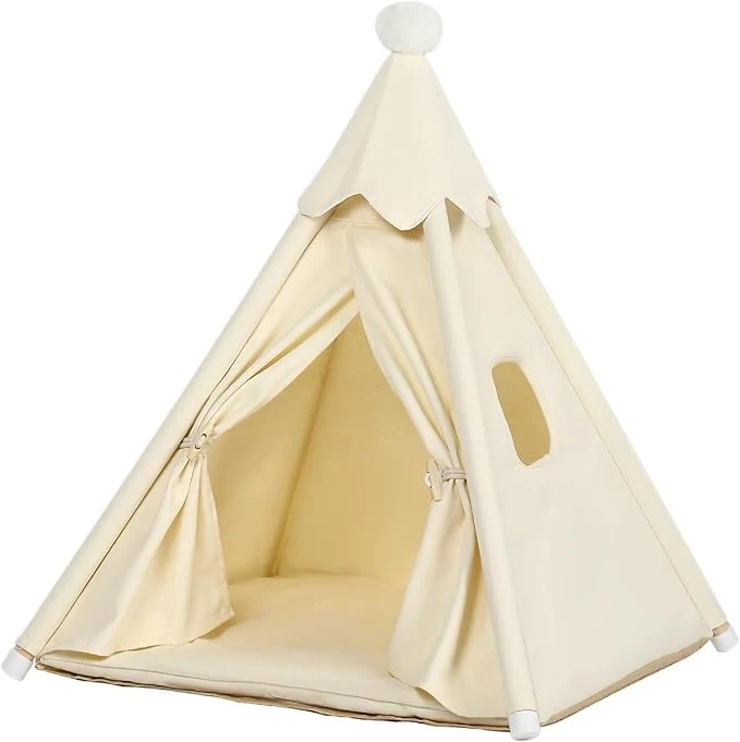 Professional Bunny Tiny Cat Tiny Dog Teepee Tent House Int 16x16x16in Ext 18x18x21in for Mini Chihuahua Yorkie Maltese Puppy Rabbit Kitty Kitten Guinea Pig Chinchilla Cotton Canvas Stable FrameAbout ThisOverview Functional
