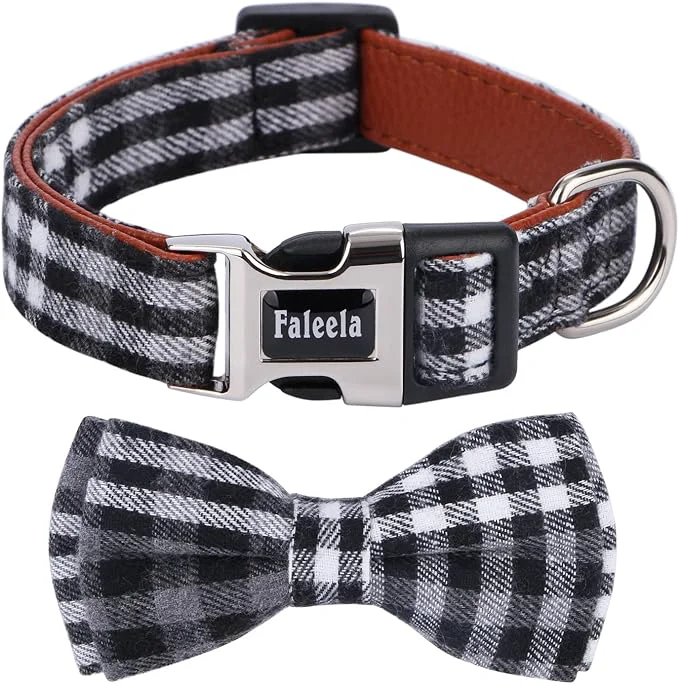 Breathable Faleela Soft Comfy Bowtie Dog Collar Detachable and Adjustable Bow Tie Collar High-Grade