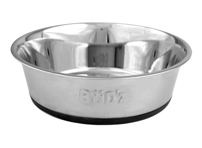 High-End BuD'z - Stainless Steel Bowl With Black Silicon Base BuD'z - Stainless Steel Bowl With Black Silicon Base Convenient