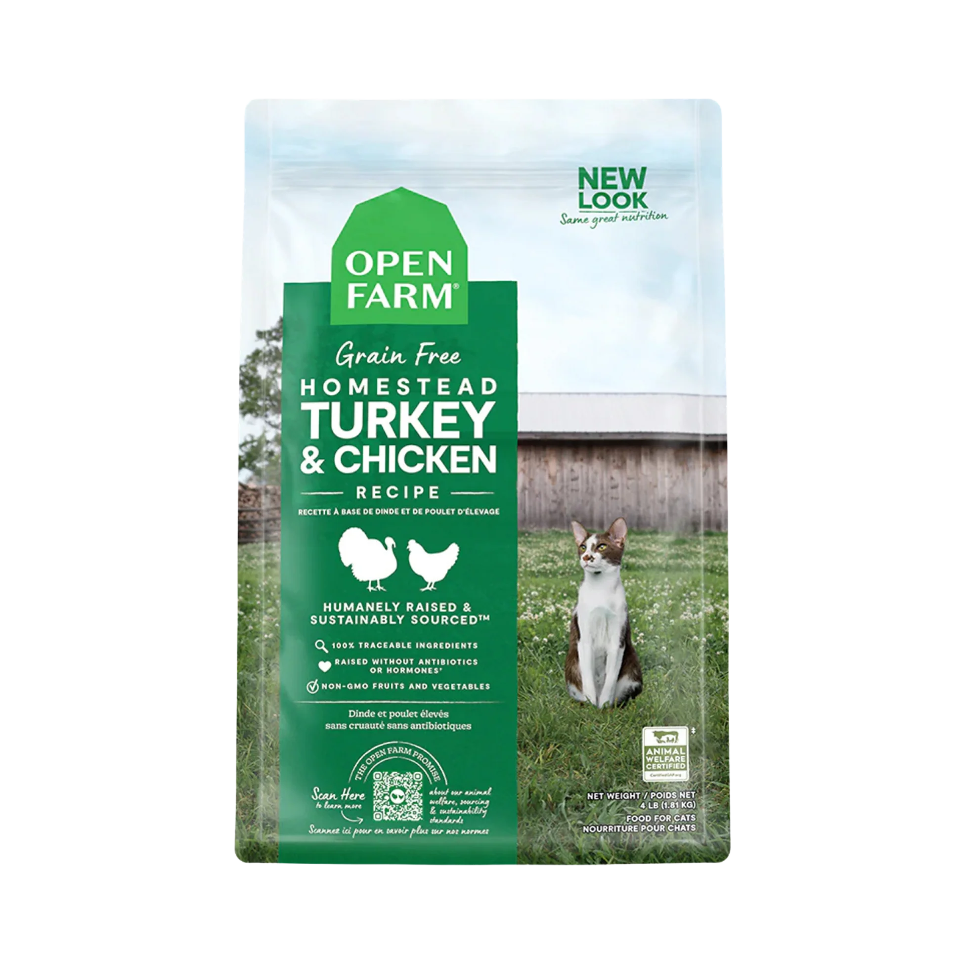 Refined Open Farm Homestead Turkey Chicken Grain- Cat Kibble Recyclable