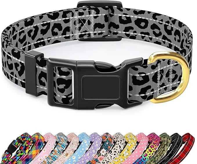 World-Class Reflective Dog Collar for Extra Small Dogs Cats Cute Leopard Style Adjustable Unique
