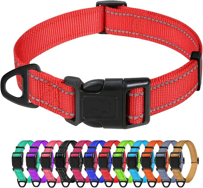 Comfortable TagME Reflective Nylon Dog Collars Adjustable Classic Pet Collar High-End