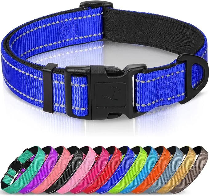 Classic Joytale Reflective Dog Collar Soft Neoprene Padded Metal D-Ring Nylon Pet Durable