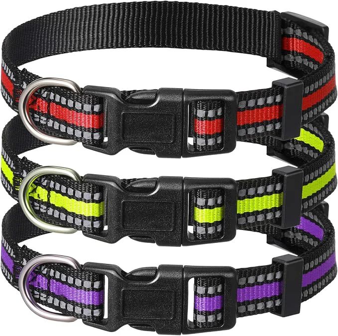 Advanced Weewooday 3 Pieces Reflective Dog Collar Nylon Adjustable Quick Release Pet Authentic