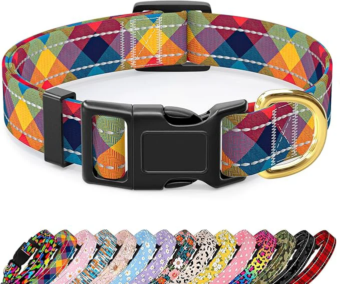 User-Friendly Reflective Dog Collar for Medium Dogs Cute Boho Adjustable Heavy-Duty Nylon Responsible