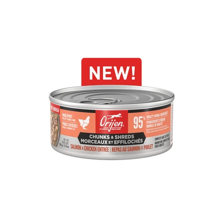 Green Orijen Salmon Chicken Entree Chunks Shreds Adult Wet Cat Food Orijen Salmon Chicken Entree Chunks Shreds Adult Wet Cat Food Enhanced
