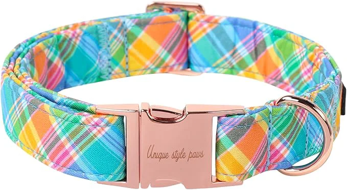 Unique style paws Easter Dog Collar Plastic Buckle Puppy Collar Colorful Plaid First-Class