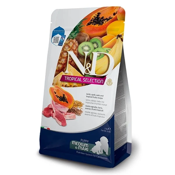 Trendy Farmina N D Tropical Selection - Lamb Spelt Oats Tropical Fruits - Med Maxi Puppy Dog Food Farmina N D Tropical Selection - Lamb Spelt Oats Tropical Fruits - Med Maxi Puppy Dog Food Sophisticated