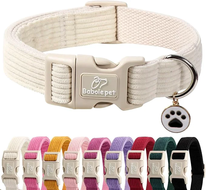 Traditional Cute Corduroy Dog Collar Top-Quality