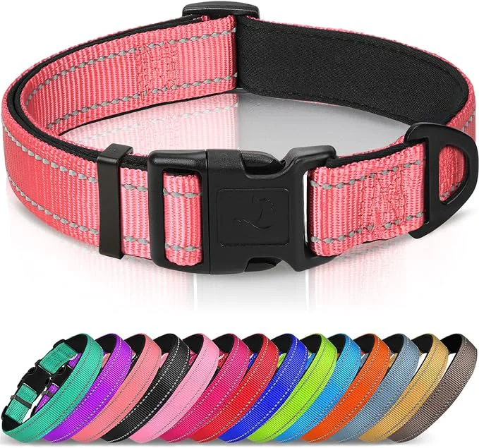 Stylish Joytale Reflective Dog Collar Soft Neoprene Padded Metal D-Ring Nylon Pet Specialty