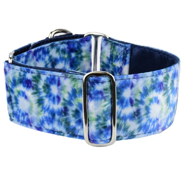 Authentic Navy Tie-Dye Elite Velvet Martingale Dog Collar Proven