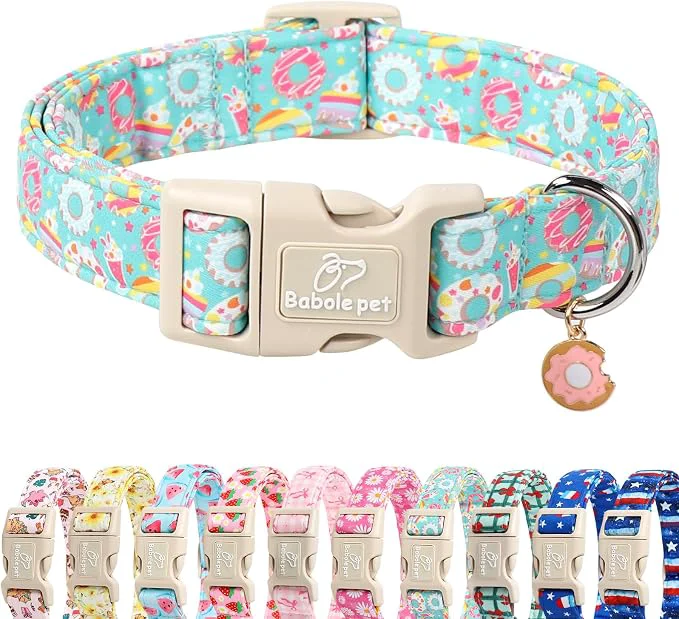 Consistent Adjustable Summer Dog Collar Cute Mint Dessert Dog Collars Natural