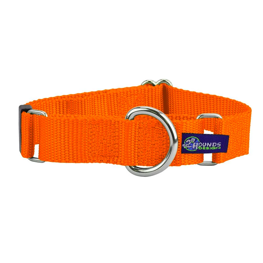 Stylish 5 8″ and 1″ Neon Orange Nylon Martingale Dog Collar Trusted