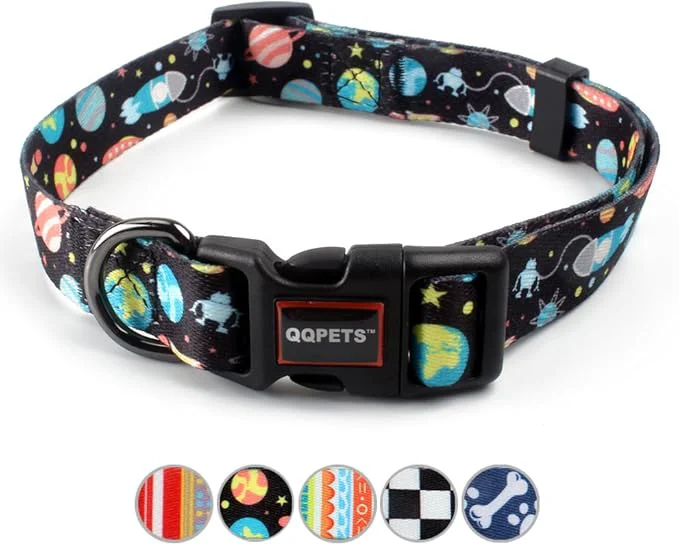 Casual QQPETS Adjustable Soft Dog Collar Print Flower Pink Multicolor Cute Patterns Effective