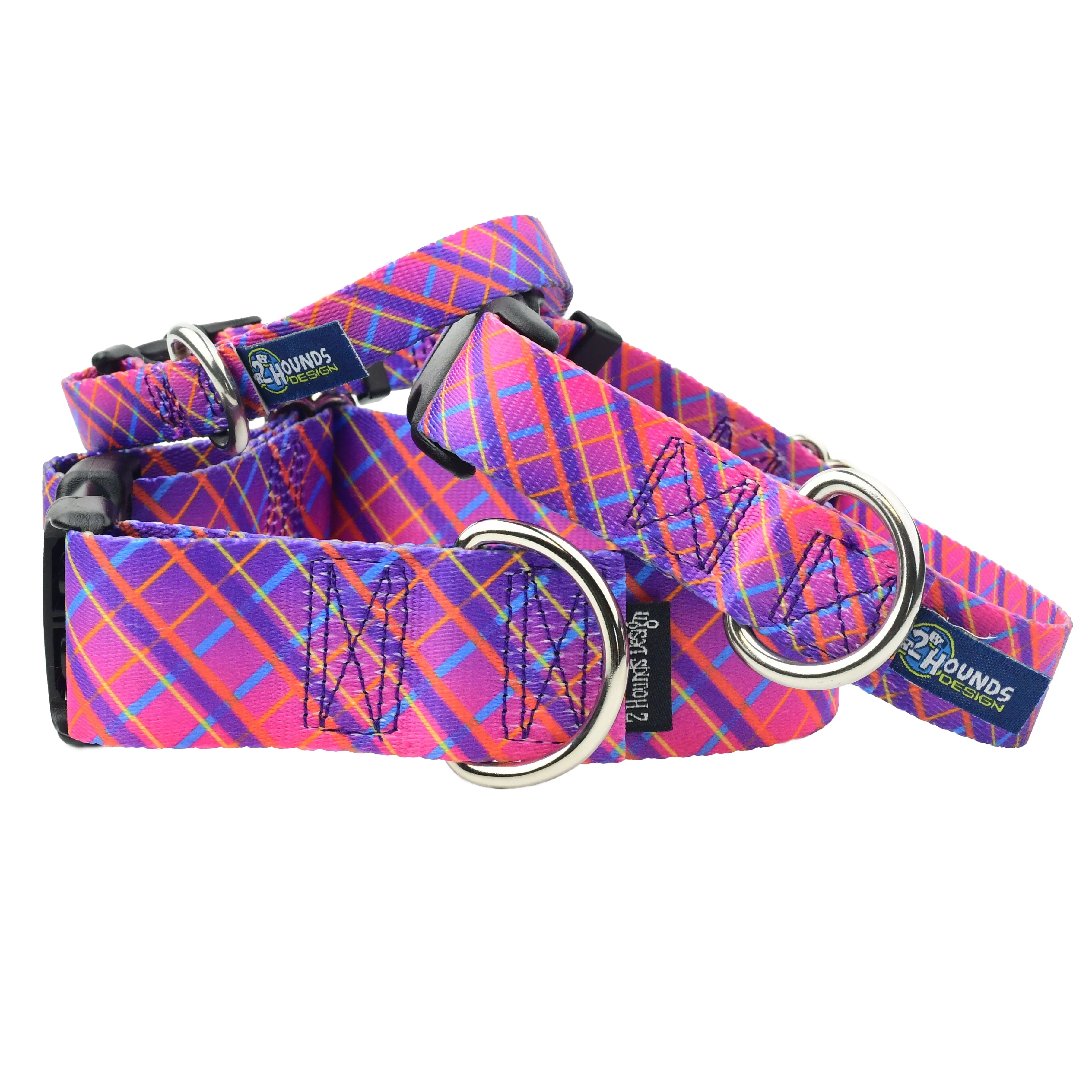 Casual Neon Sunrise Pink Plaid Dog Collar – EarthStyle High-End