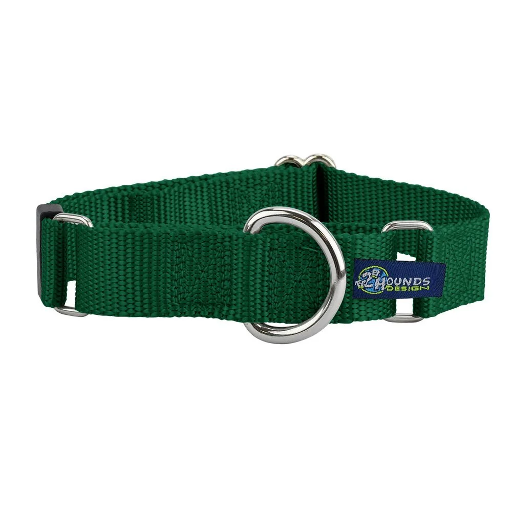 Trendy 5 8″ and 1″ Kelly Green Nylon Martingale Dog Collar Classic