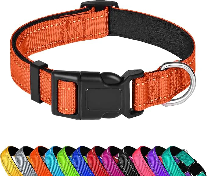 Clean Reflective Dog Collar Adjustable Soft Neoprene Padded Nylon Pet Collars Practical