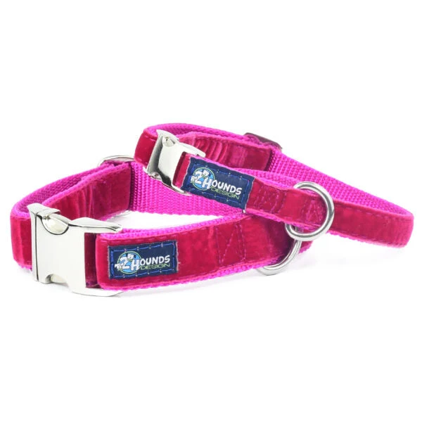 Clean Raspberry Velvet Essential Buckle Martingale Dog Collar Green
