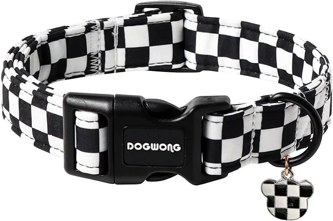 Carefully Designed DOGWONG Checkered Dog Collar Fast