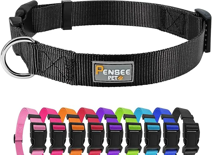Certified Dog Collar Black Basic Adjustable Dog Collars Long-Lasting