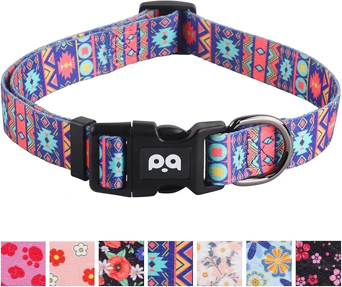Top-Quality QQPETS Adjustable Soft Dog Collar Print Flower Pink Multicolor Cute Patterns Smart