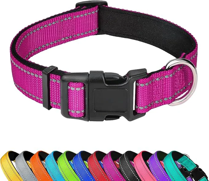 Clean Reflective Dog Collar Adjustable Soft Neoprene Padded Nylon Pet Collars Selected