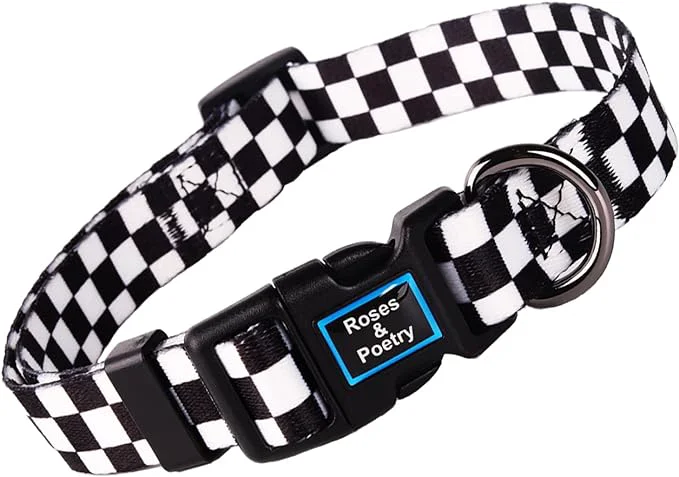 Advanced Roses Poetry Dog Collar with Colourful Patterns Adjustable Durable Puppy Proven