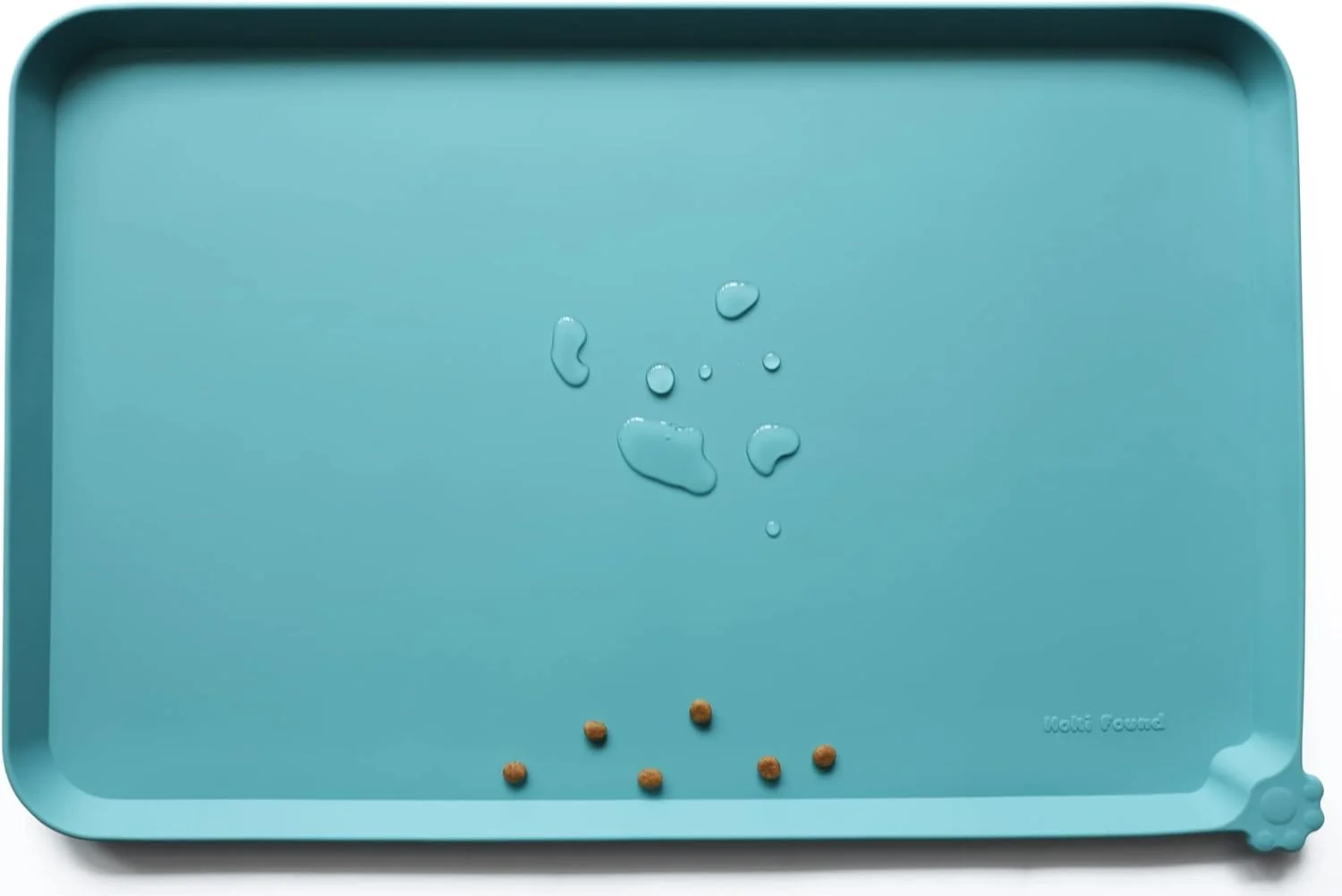 Clean Hoki Found Large Silicone Pet Food Mats - Non Slip Bowl Placemats - Waterproof Dog Cat Food Mats For Floors - Glacier Fine