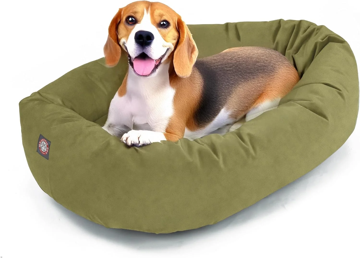 Breathable Majestic Pet 32 Inch Suede Calming Dog Bed Washable 32x23x7 Inch – Cozy Soft Round Donut Dog Bed with Spine Support for Dogs to Rest Their Head - Pet Bed Medium – Sage 2025 Premium