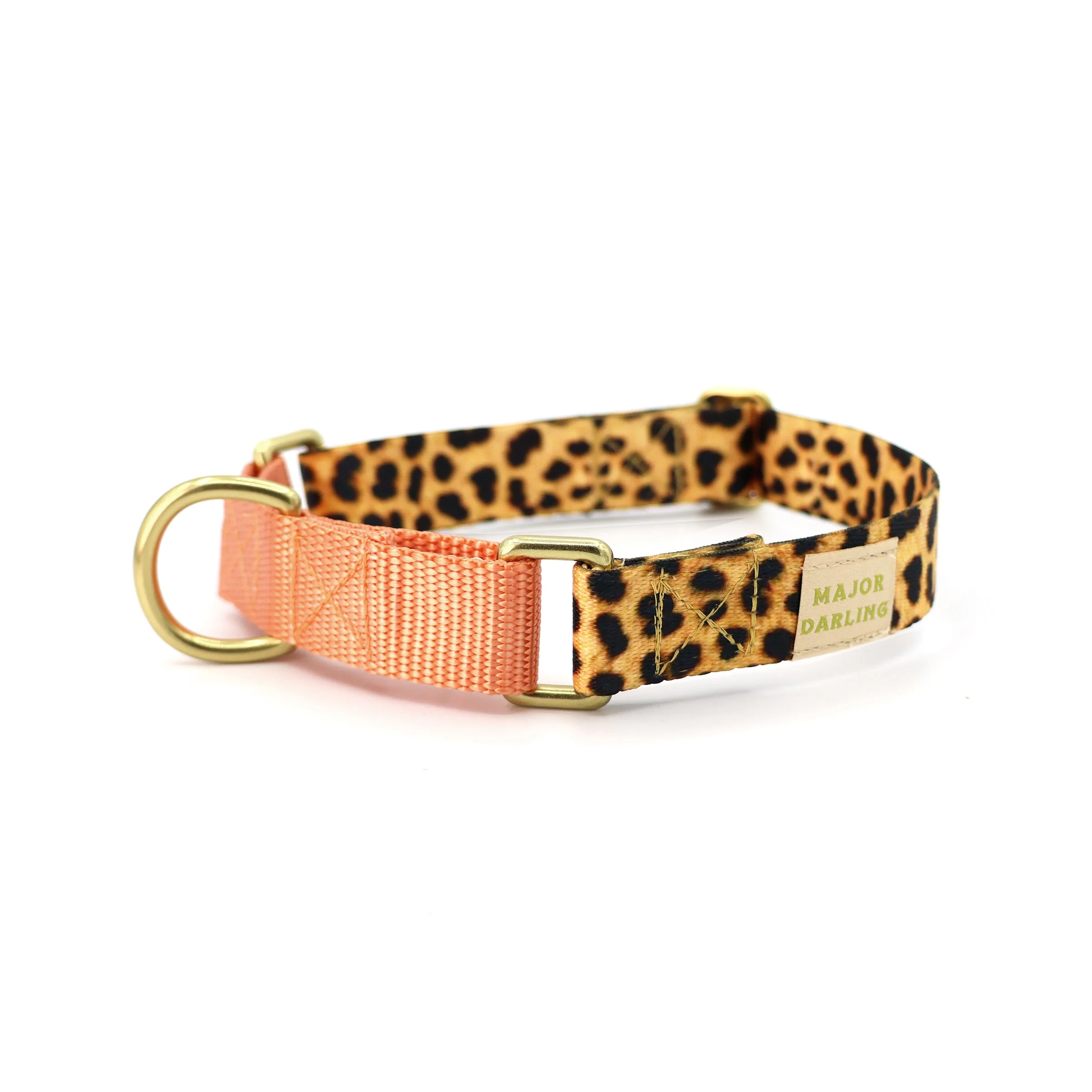 Convenient martingale collar leopard peach Fine