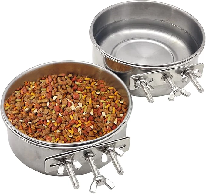 Casual PINVNBY 2pcs Stainless Steel Bird Bowl Feeding Dish Cups Safe