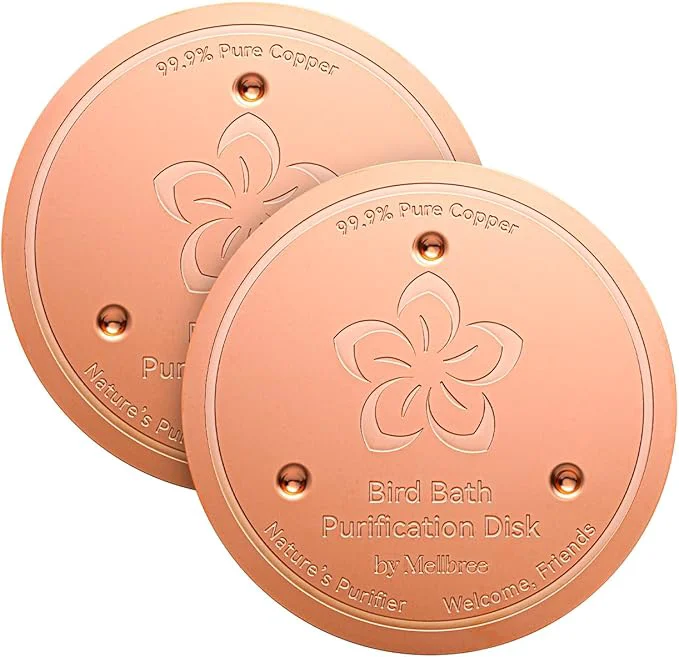 Certified Mellbree 2-Pack Bird Bath Copper Disk 0.6mm Reinforced 99.99 Pure Copper Convenient