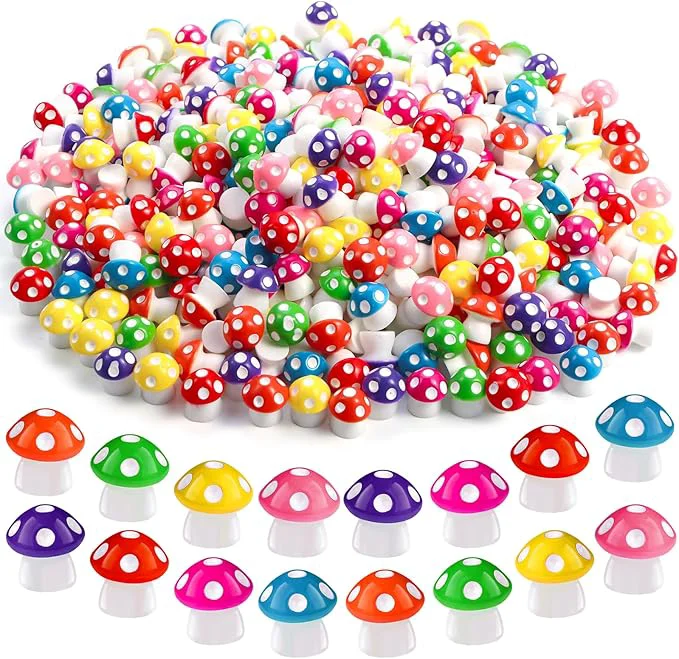 Durable DIYDEC 100pcs Mini Resin Mushroom 8 Colors Small Mushrooms Figures Tiny Resin Luxury