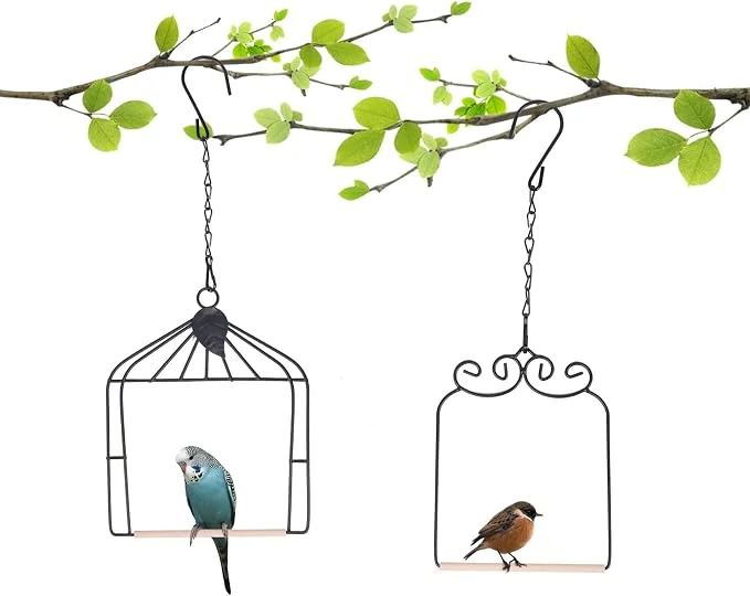 Effective 2PK Metal Frame Hummingbird Swings and Perches Solid