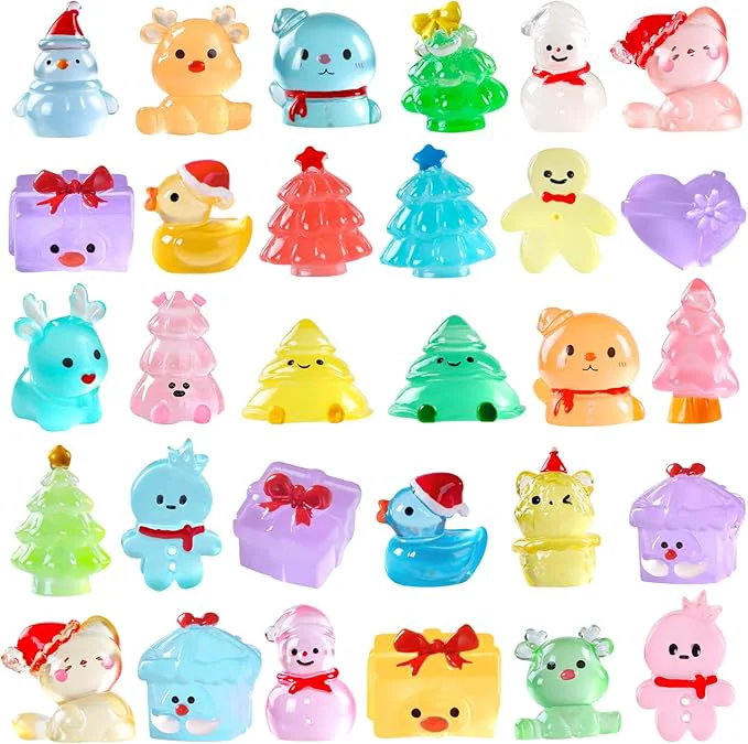 Powerful DIYDEC 40PCS Mini Christmas Luminous Figurines 40 Styles Christmas Resin Responsible
