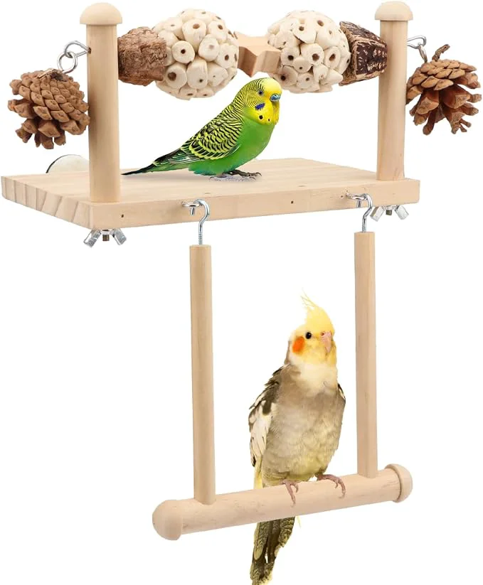 Specialty Litewoo Bird Perch Wooden Platform Bird Swing Chew Toys Play Gyms Exercise Responsible