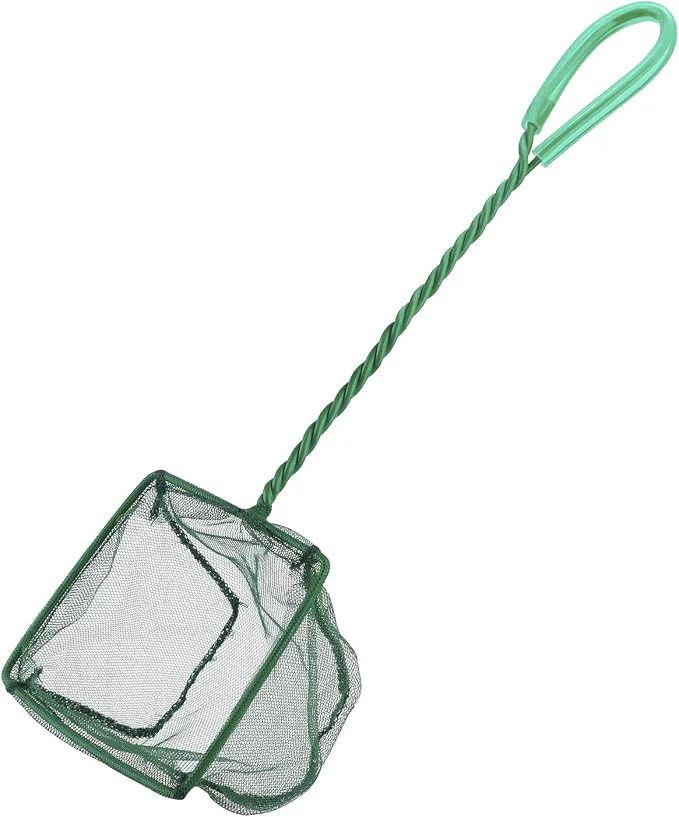 Efficient Pawfly Aquarium Fish Net with Braided Metal Handle Square Net with Soft Fine Organic