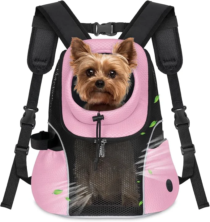 Detailed WOYYHO Pet Dog Carrier Backpack Small Dog Front Backpack Ventilated Mesh Dog Relaxed