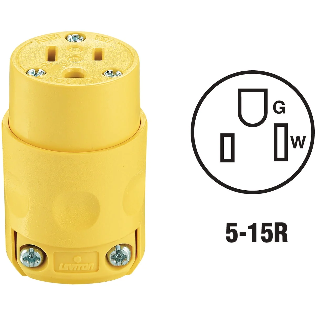 Stylish Leviton 15A 125V 3-Wire 2-Pole Residential Grade Cord Connector First-Class