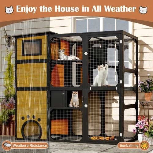 Verified Large Cat Catio 4 Tiers Cat Enclosure Weatherproof Reusable