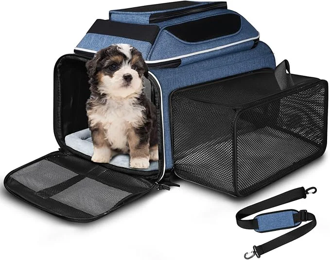 Fine Petskd Top and Side Expandable Pet Carrier 18x11x11 Inches Delta United Airline Flexible