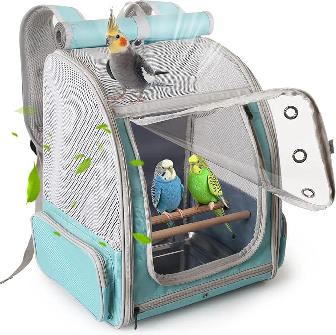 Pure halinfer Bird Backpack Carrier Cage Front Zipper Opening Portable Bird Travel Reusable