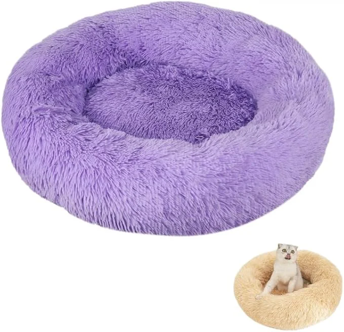 Breathable Anxiety Relief Dog Bed - Mr Fluffy Friend Anti-Anxiety Calming Plush Pet Bed for Chewing Crate Training Thunderstorm Stress A-Purple L-70CM About ThisOverview Proven