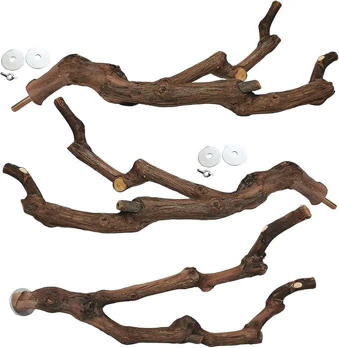 First-Class kathson Natural Parrot Perch Bird Stand Pole Wild Grape Stick Paw Grinding Fork Powerful